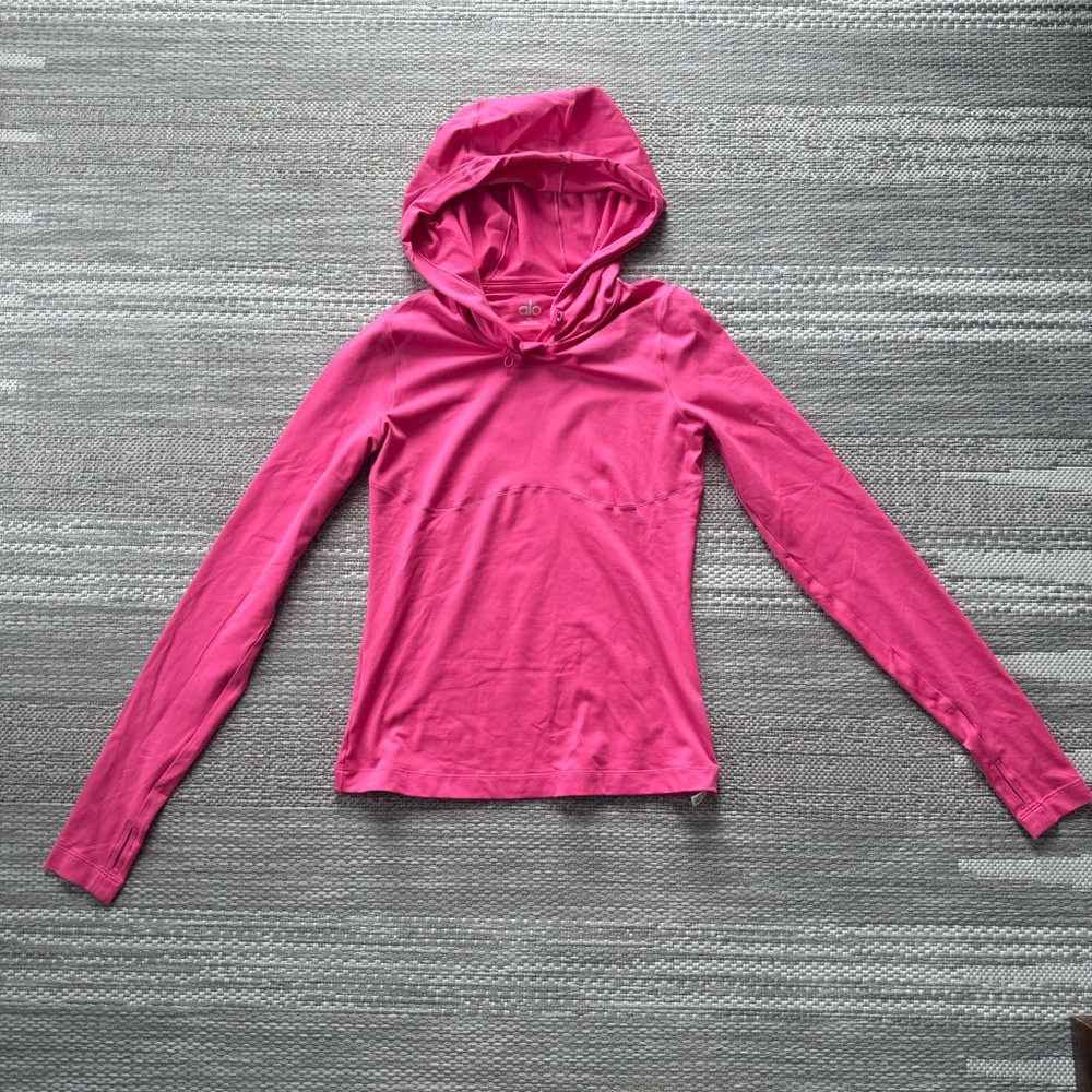 ALO YOGA Alosoft Hooded Runner Long Sleeve Women's Size XS Fuschia Pink